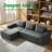 105" Cloud Sectional Couch with L-Shape Chaise,Modern Modular Sofa with Deep Seat, Upholstered Couches for Living Room Bedroom,No Assembly Required, (Plush Corduroy Fabric),Grey Left Hand Facing-1836255153