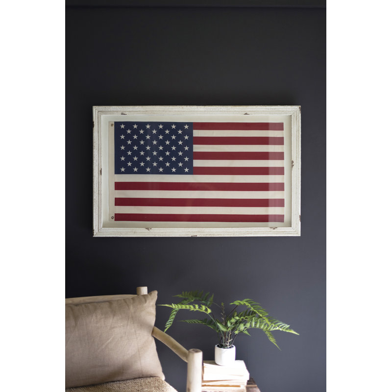  Wall Art, Large Framed American Flag Under Glass 31.5"H