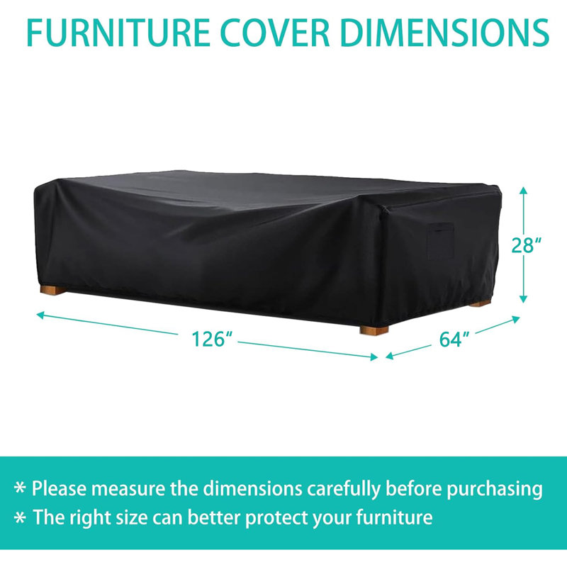 Housse de patio d'extérieur robuste et imperméable, H 28 po x l 126 po x P 64 po