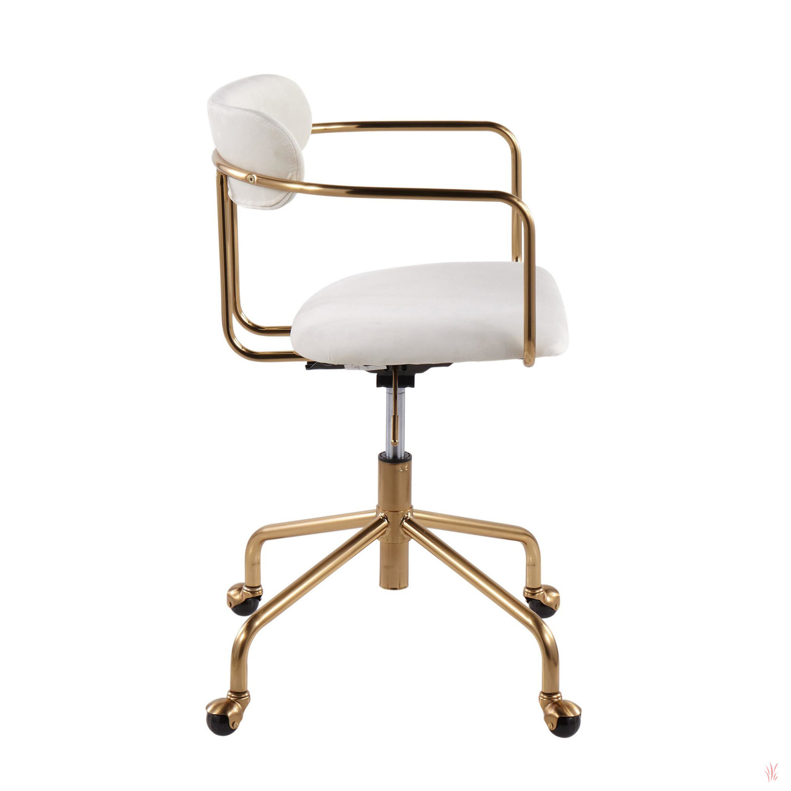 Erma Swivel Office Chair, Gold, Silver Velvet