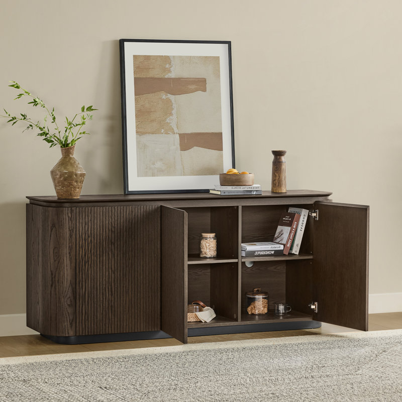 Buffet cannelé moderne à 3 portes avec rangement réglable Walraven