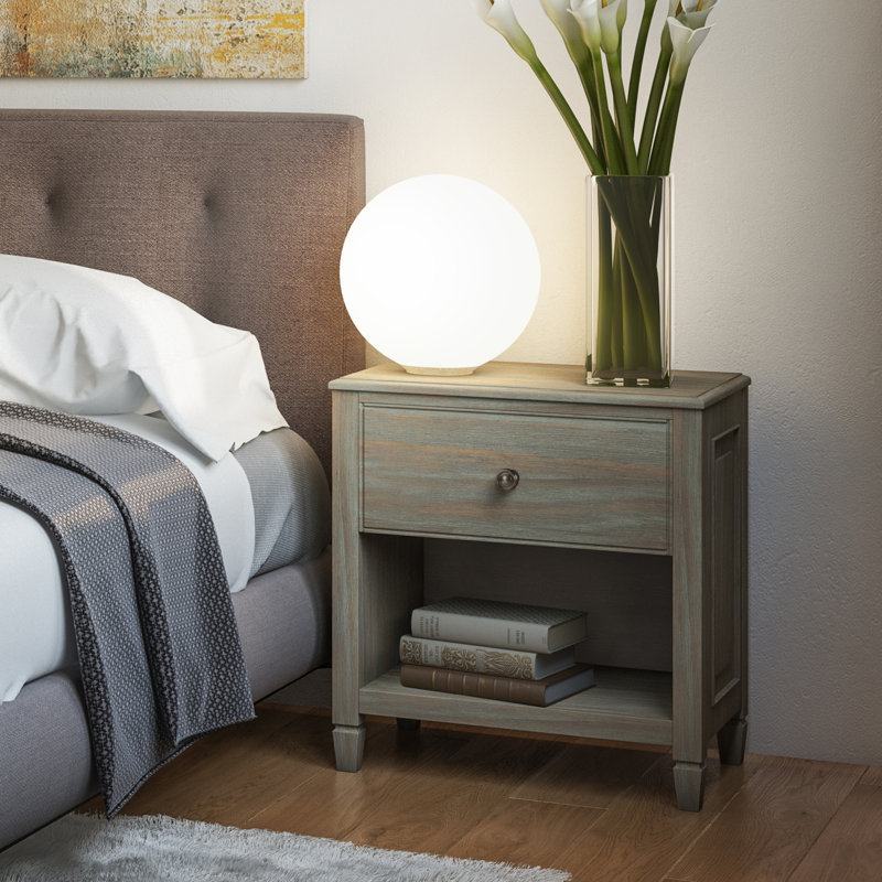 Connaught 24'' W Solid Wood Nightstand, Distressed Gray