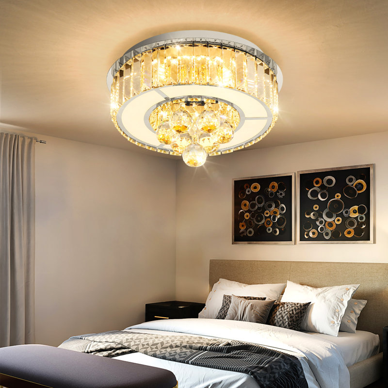 Lustre moderne à DEL 11,8 po, Argent, H 7,9 po x l 11,8 po x P 11,8 po