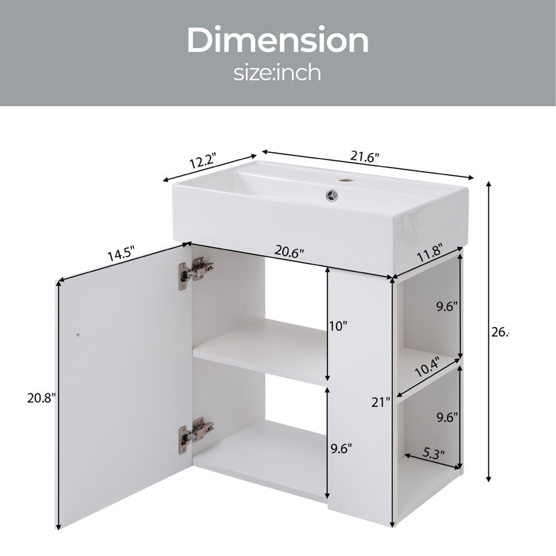 Meuble-lavabo simple 21,6 po avec dessus en céramique Loudell