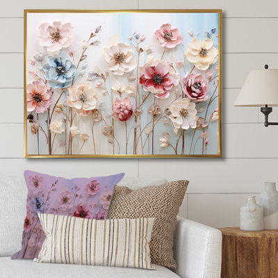 White and pink Floral Wonderland - Floral Wall Art For Living Room