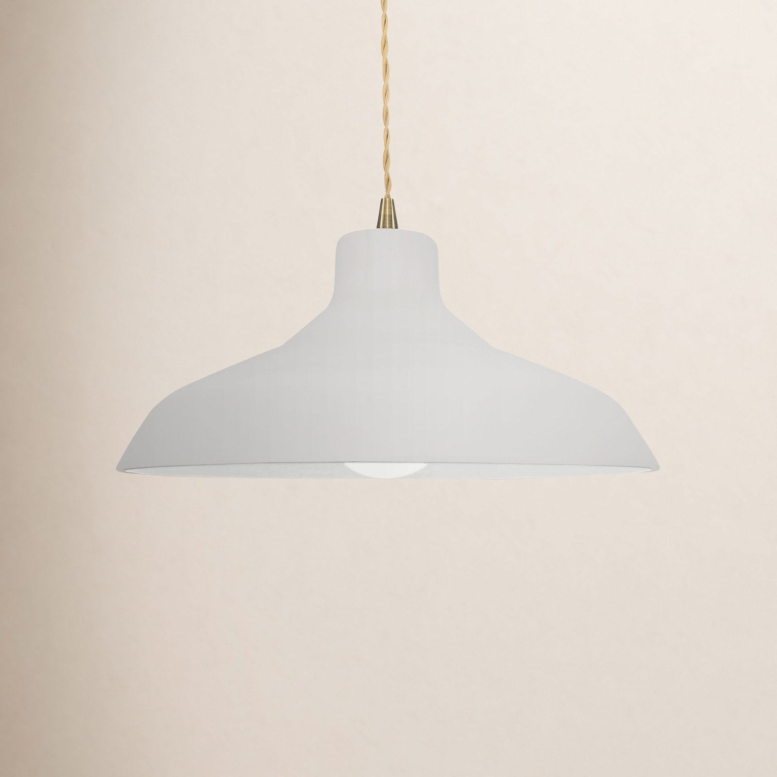 Fallon Ceramic Dimmable Pendant, Bisque, 7.5" H x 15.5" W x 15.5" D, Antique Brass