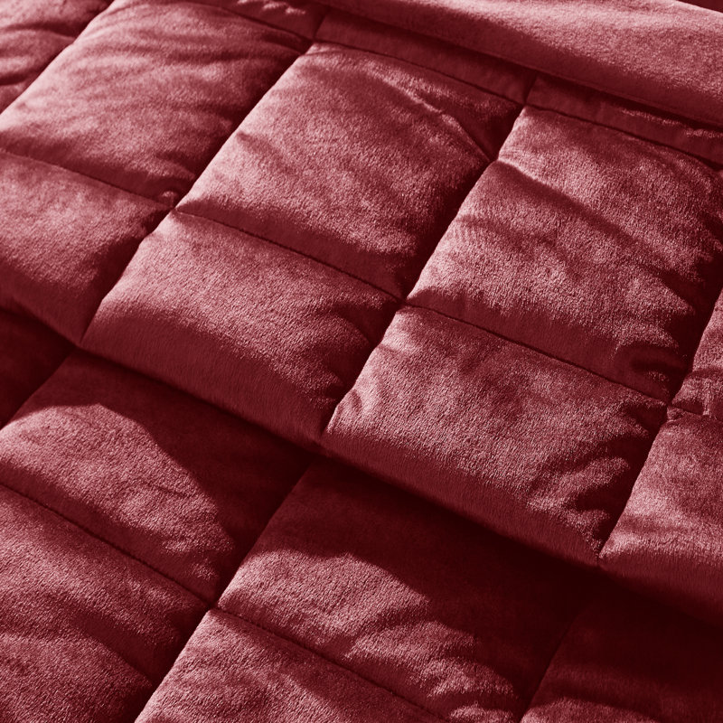 Kingsley Matt Velvet Quilted Bedspread, Burgundy