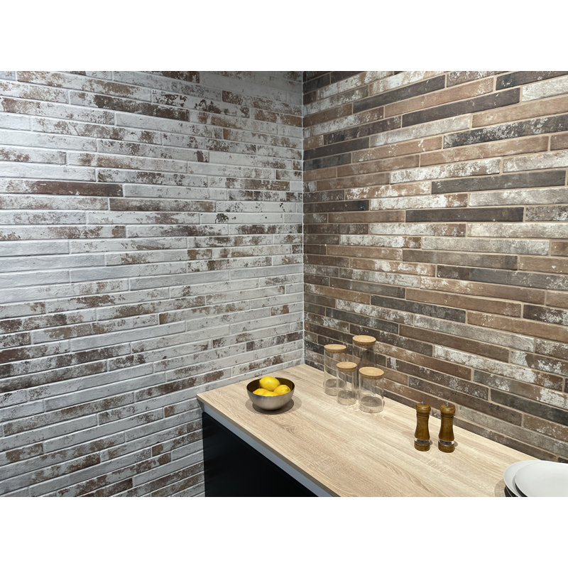 Carrelage mural en brique de porcelaine 2 po x 18 po, Blanc