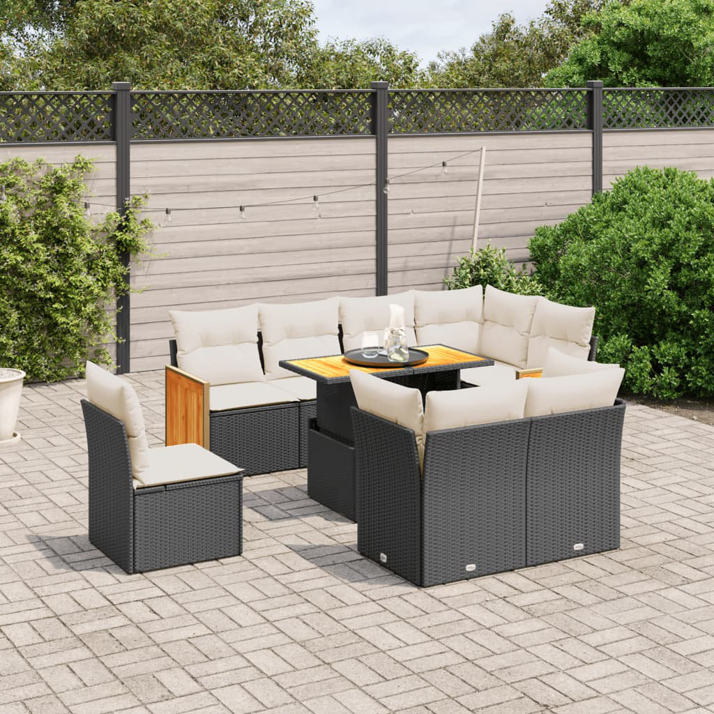 Vidaxl 9-Tlg. Garten-Sofagarnitur aus Polyrattan mit Kissen