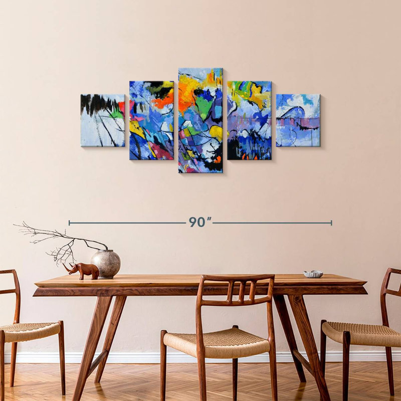 Abstract Blue Feast, 36" H x 80" W