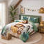 Ensemble de literie Safari Lion, ensemble de couette en microfibre 6 pièces pour enfants (grand lit et grand lit).