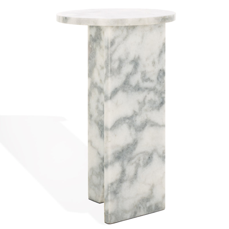 Devlin Marble Drink Table, White