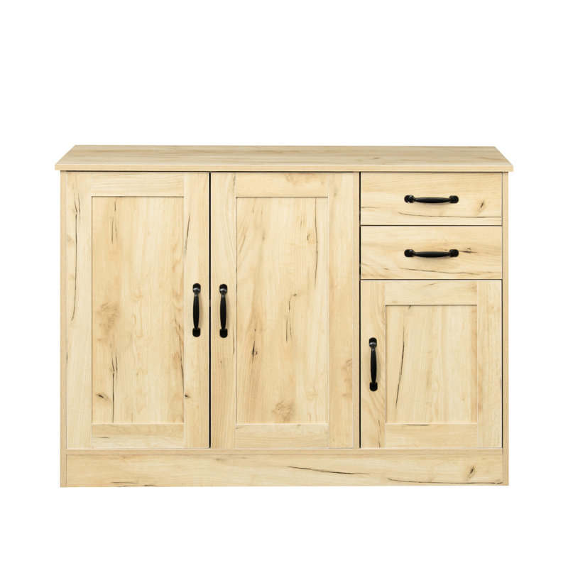 Buffet de salle à manger 43,3 "avec 2 portes, 1 rangement et tiroirs - Buffet d'entrée en chêne moderne de 43,3 pouces, Chêne
