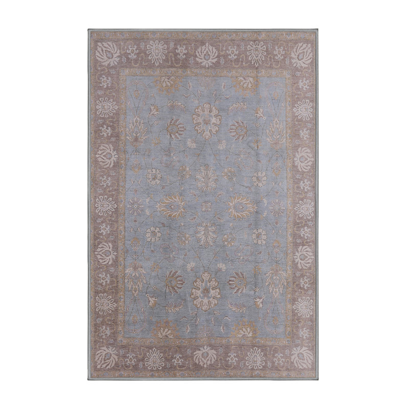 Tapis bleu / brun Krisdapor, Rectangle 7 pi x 10 pi