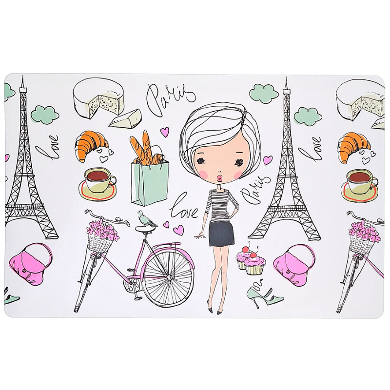 Napperon en plastique Girl In Paris 12 X 18 - Ensemble de 12