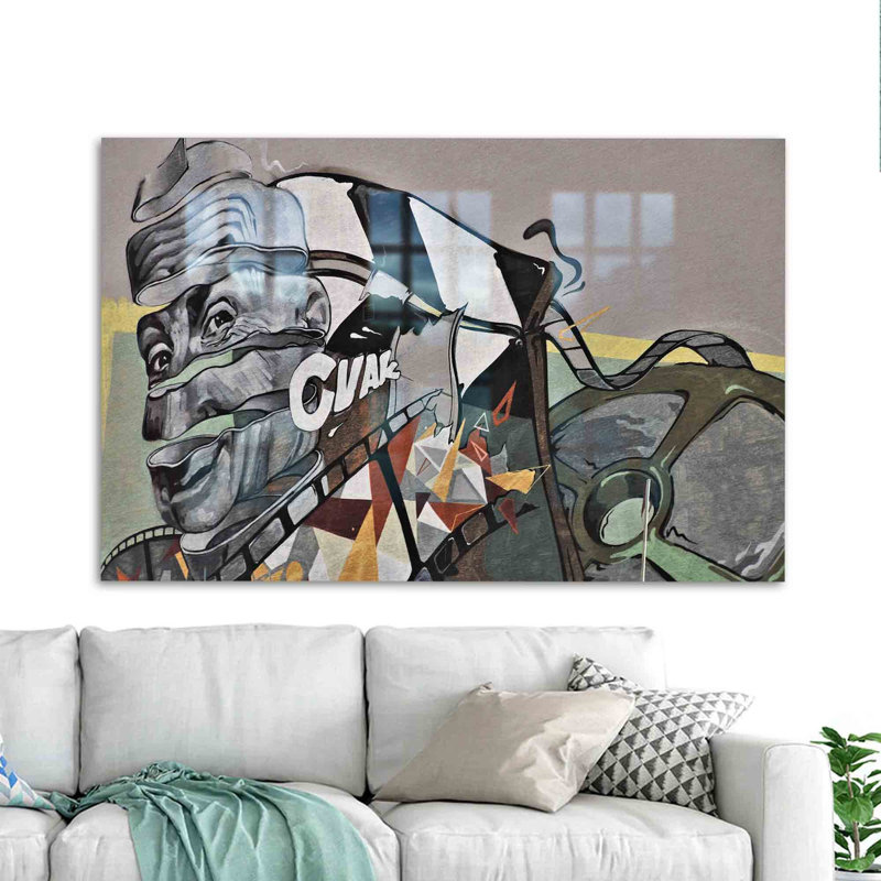 Art mural surréaliste sur verre trempé pour décoration murale moderne et contemporaine, H 18,1 po x l 28,3 po
