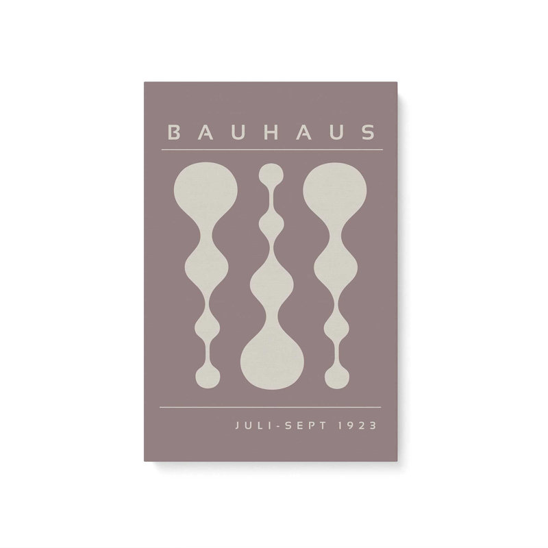 Affiche rétro Bauhaus II , H 18 po x l 12 po, Sans cadre, Toile tendue taupe chaude