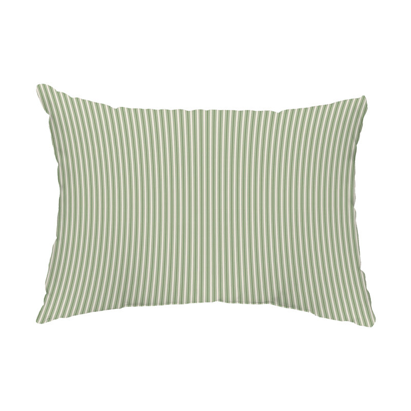 Ticking Stripe Outdoor Rectangular Pillow Cover & Insert, Green