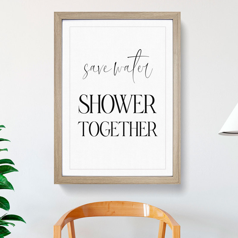 Save Water - Picture Frame Typography, 65cm H x 48cm W x 2cm D, Oak