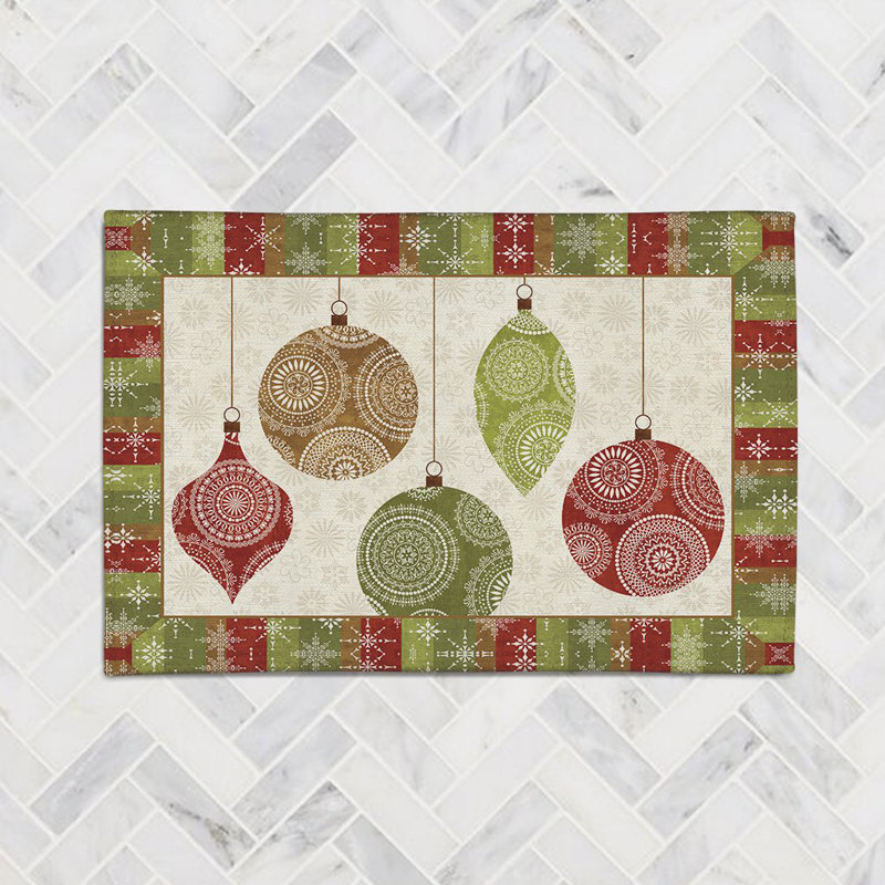Holiday Ornaments Chenille Indoor Rug, Rectangle 4' x 6'