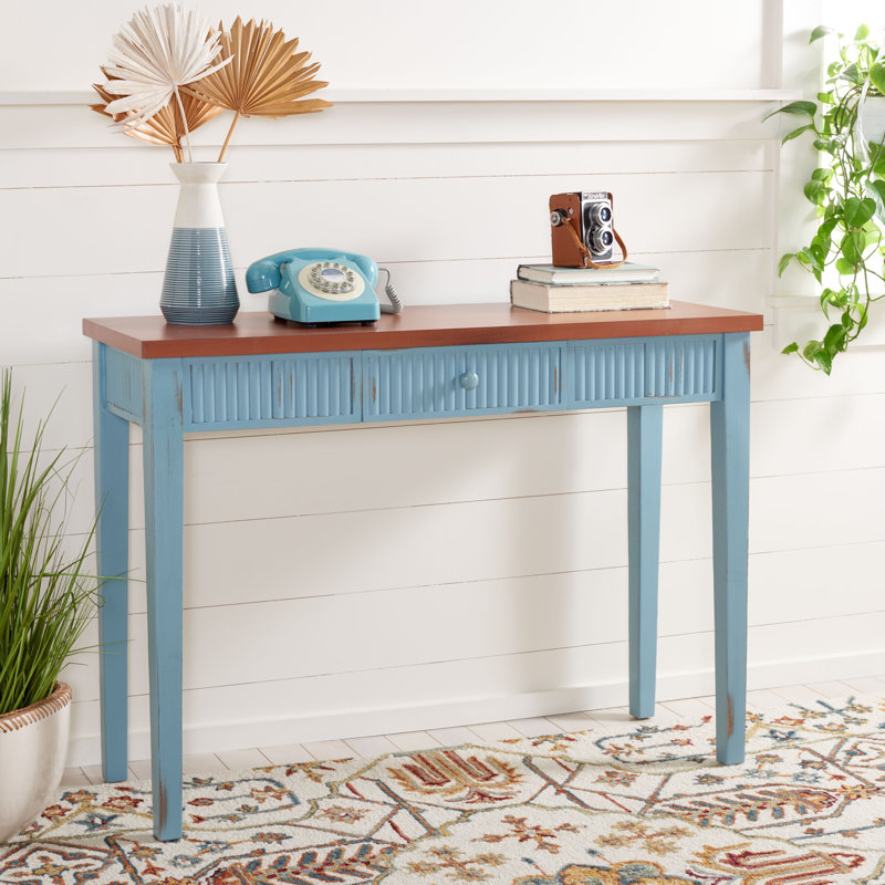 43.25'' Console Table, Blue/Oak, Blue