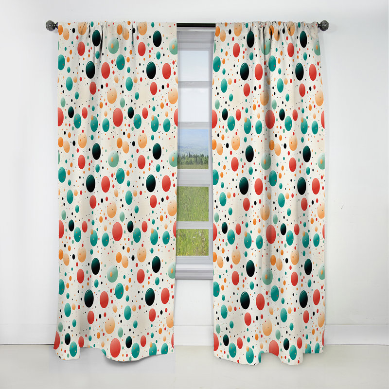 Retro Revival Polka Dots Pattern - Abstract Curtain - Blackout Abstract Curtain - 1 Panels, 52" W x 95" L
