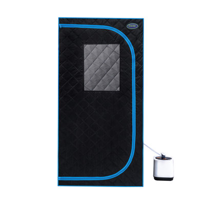 Black Portable Size Steam Tent - Personal Home Spa Solution. Equipped With Generator, Remote Control, Foldable Chair. Easy Setup, Heating. & Ul Verified. Thermal Insulation, Waterproof Fabric. 360