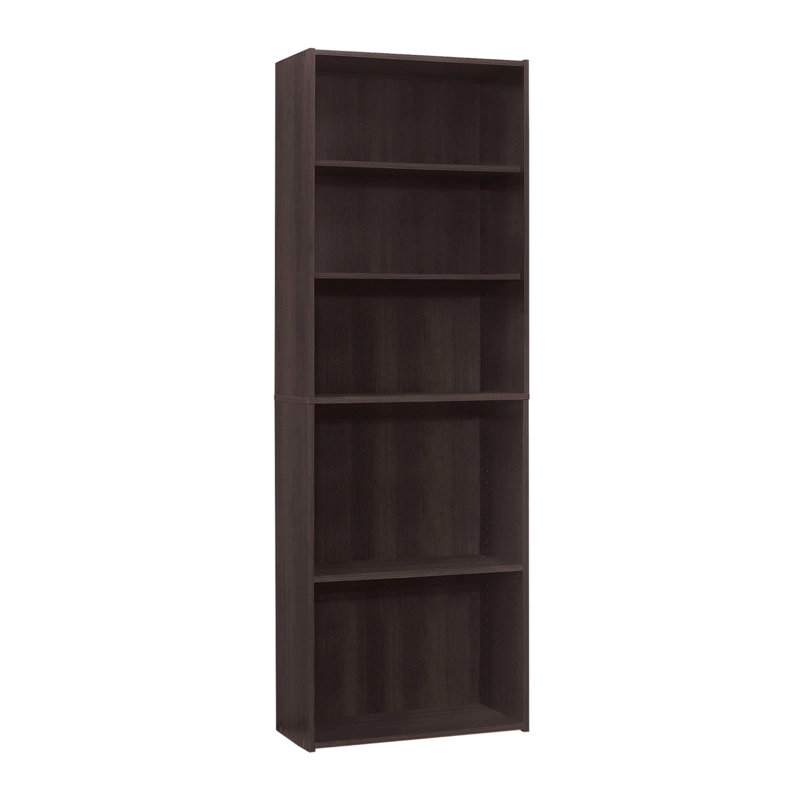 Bibliothèque, bibliothèque, 6 niveaux, H 72 po, bureau, chambre à coucher, stratifié, transitionnel (bibliothèque), Espresso