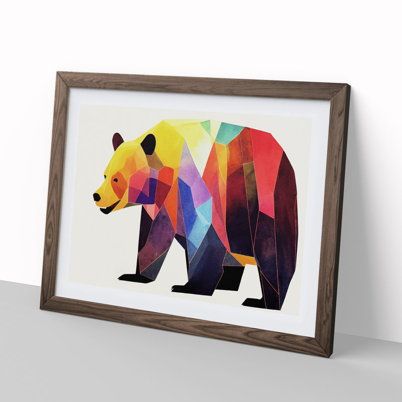 Watercolour Bear Vol.3 Abstract - Framed Print, Walnut Framed, 46cm H x 64cm W x 2cm D