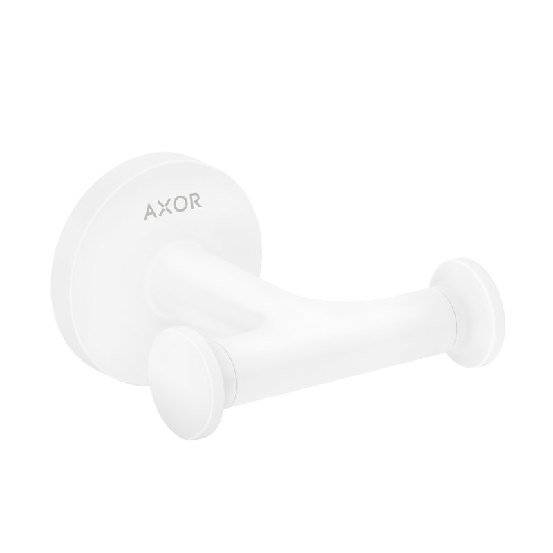 Universal Circular Double Robe Hook, Matte White