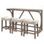 59" Wide 3-Piece Solid Wood Bar Table Set With USB Charging Port And Backless Stools-708088237-708088225