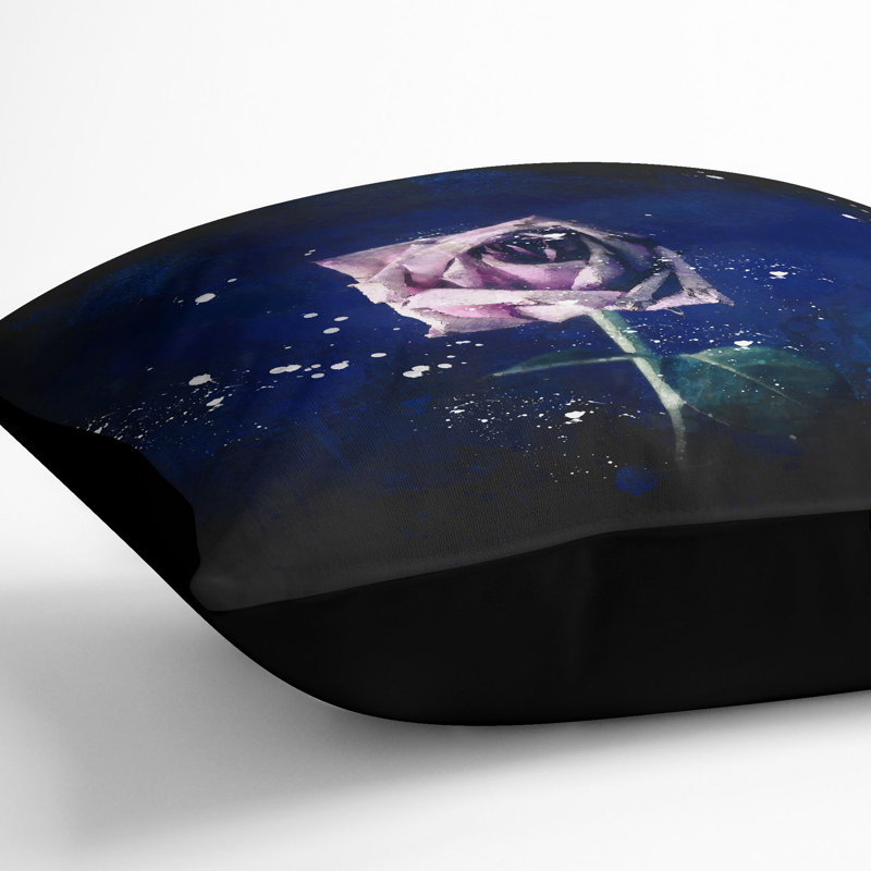 Floral Square Throw Cushion, Black, 40cm H x 40cm W x 15cm D