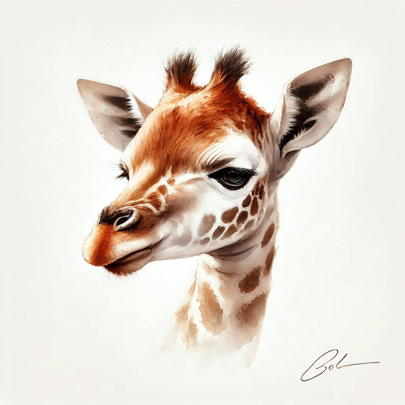 «Graceful Baby Giraffe», art mural sur toile, H 12 po x l 12 po