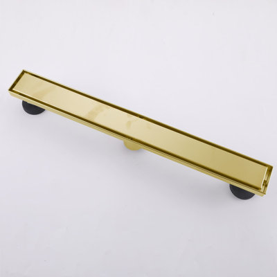 35.43 Inch Linear Shower Drain With Adjustable Feet Stainless Steel Shower Floor Drain Rectangular Bathroom Drain With Hair Strainer
