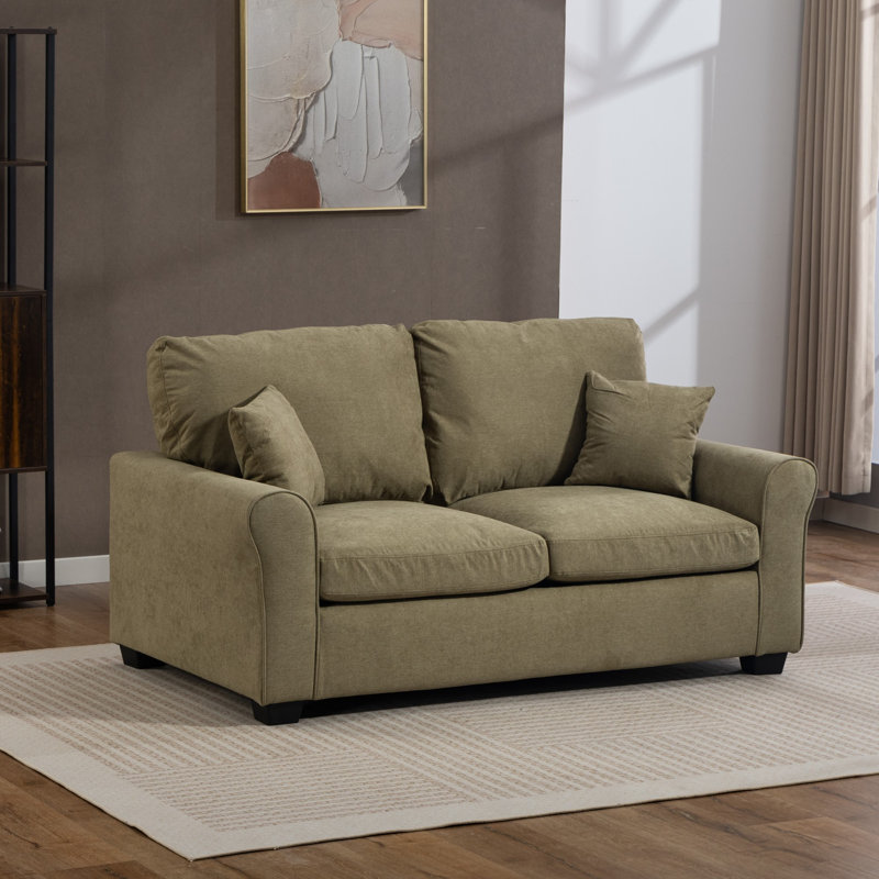 2 Seater Linen Blend Sofa Bed, Light Green