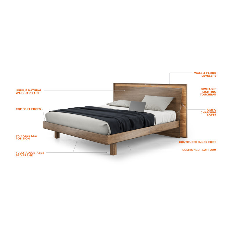 Kava King Bed , Natural Walnut