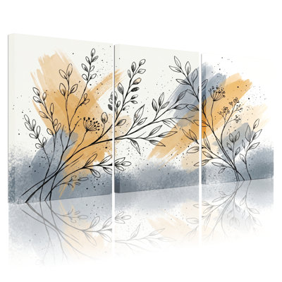 Botanique abstraite, art sur toile tendue, impression sur toile, ensemble de 3, pour salon, chambre à coucher, décoration intérieure