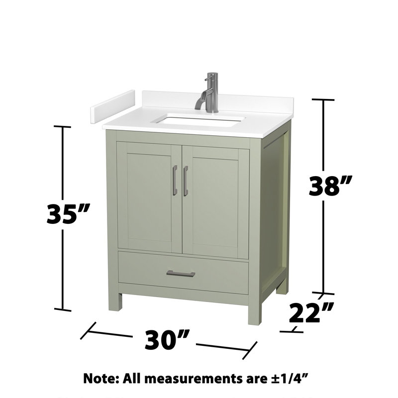Sheffield 30" Bathroom Vanity Set with 24" Mirror, White Cultured Marble, Light Green, 30''