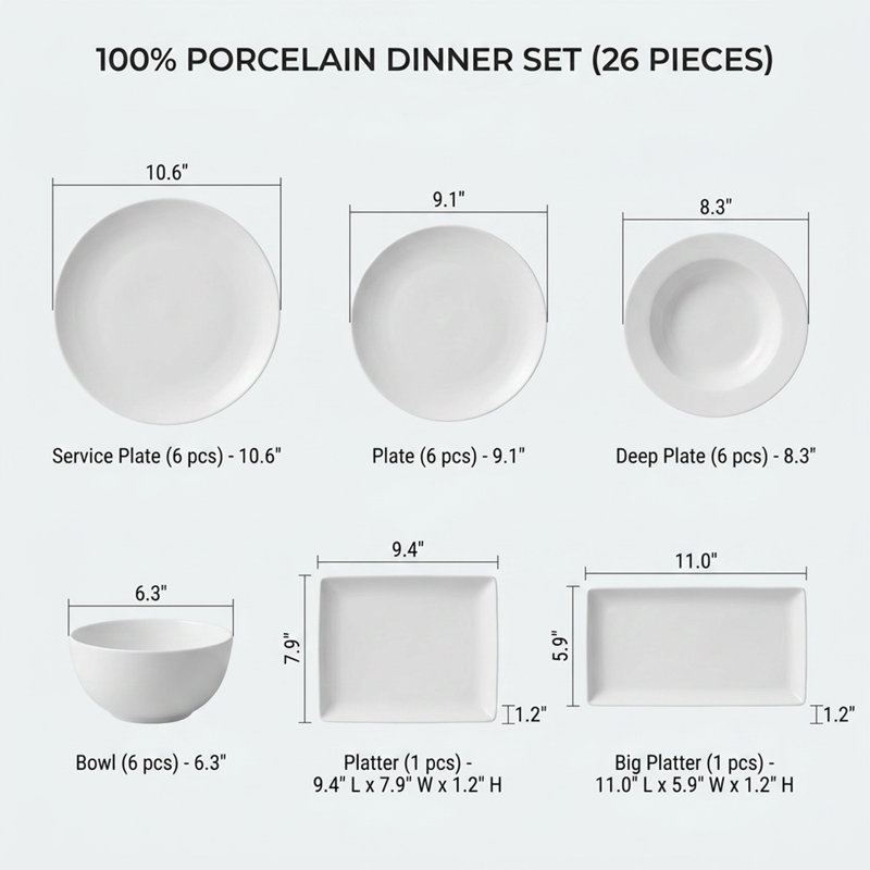 Service de vaisselle en porcelaine crème Artisan Weave (service de 26 pièces pour 6 personnes)