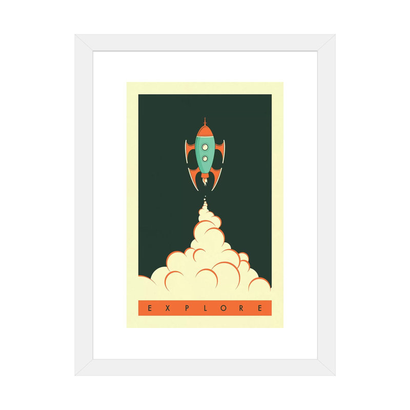 Explorez II, art encadré pour enfants, Papier encadré blanc, H 24 po x l 16 po x P 1 po