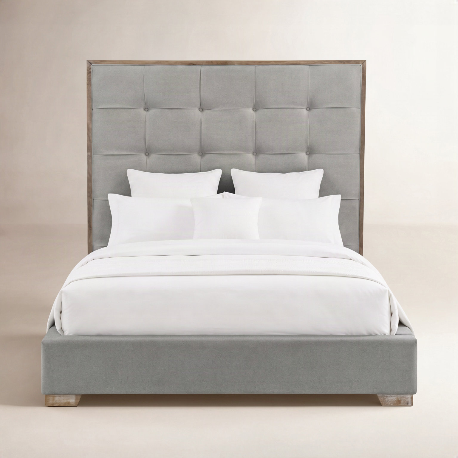 Solid Wood Platform Bed, King, Gray