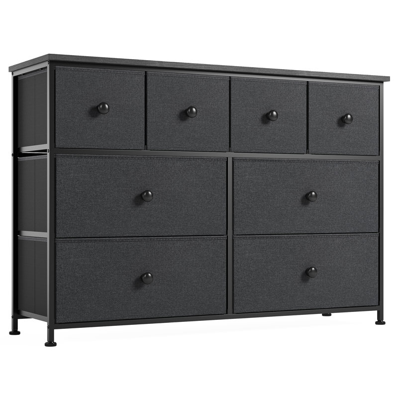 Ojaswi 8 Drawer 104.1Cm W Dresser, Black Grey