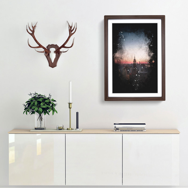 The Empire Stae in New York - Framed Print, 45cm H x 33cm W x 2cm D, Walnut Framed