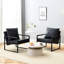 Classic Black Pu Leather And Metal Frame - Modern Style Harmonization, Ergonomic Design Features Emphasis, 27*29.7*29.6 Inches Dimensions, Comfortable Seating Compartments, Structure Design, Various