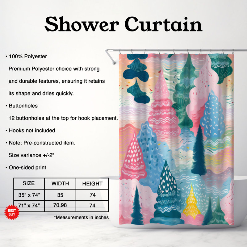 Rideaux de douche Pink Trees - Premium, H 74 po x l 71 po