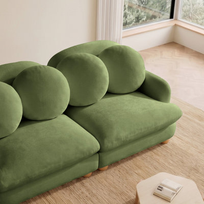 Canapé modulaire confortable en chenille Comfy, canapé 4 places profond avec 6 coussins décoratifs, repose-pieds mobile, structure en bois massif pour le salon, la chambre à coucher et l’appartement
