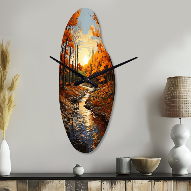 Horloge murale incurvée jaune Birch Woods Autumn Sonata I - Birch, Médium