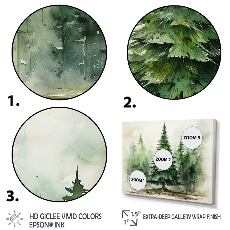 Minimalisme, pin, forêt I - pin, art mural, Cadre flottant doré, H 12 po x l 20 po x P 1 po