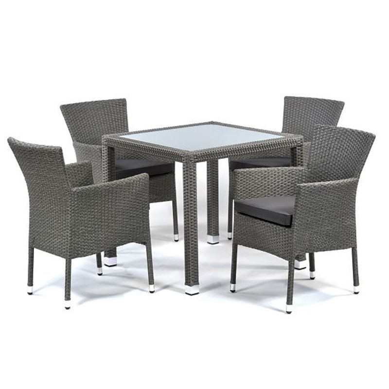 Ashong 4 - Person Wicker Patio Dining Set with Square Table , Cushions Included