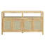 Buffet avec finition en placage de frêne, 3 tablettes adaptables, conception à ouverture par pression, placage en bois naturel utilitaire de salle à manger, 3 tablettes, aucune ouverture par pression, organisent la vie